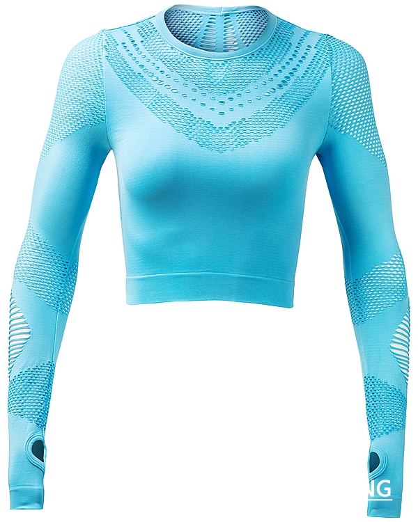 Lake Blue Seamless Long Sleeve Crop Top picture-01