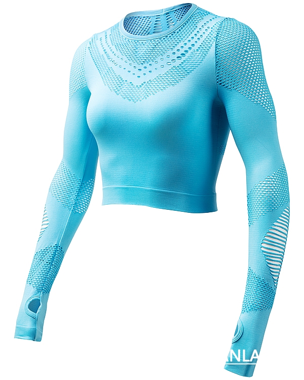Lake Blue Seamless Long Sleeve Crop Top picture-02